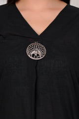 Azure black cotton a line kurtis