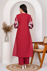 Azure Maroon a line kurti with pants