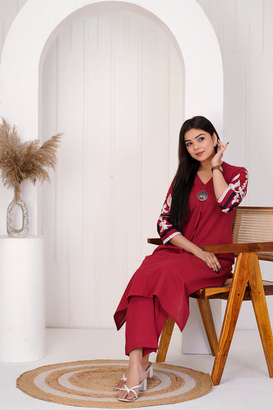Azure Maroon a line kurti with pants