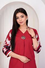 Azure Maroon a line kurti with pants