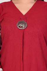 Azure Maroon a line kurti with pants