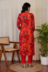 Gulnaar Maroon straight kurta with pants