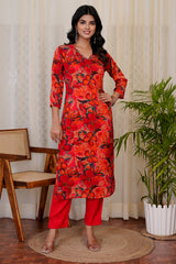Gulnaar Maroon straight kurta with pants