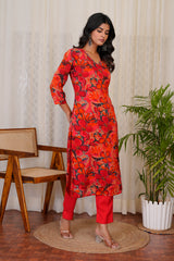 Gulnaar Maroon straight kurta with pants