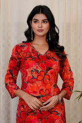 Gulnaar Maroon straight kurta with pants