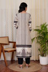 Midnight Cream straight kurta set with dupatta