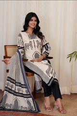 Midnight Cream straight kurta set with dupatta