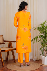 Bloom Yellow straight kurti set with dupatta