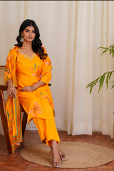 Bloom Yellow straight kurti set with dupatta