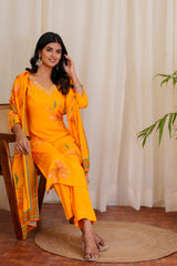 Bloom Yellow straight kurti set with dupatta