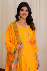 Bloom Yellow straight kurti set with dupatta