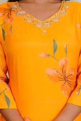 Bloom Yellow straight kurti set with dupatta