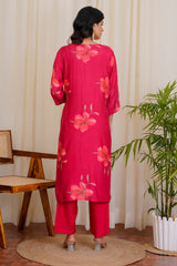 Bloom Red straight kurta with pants