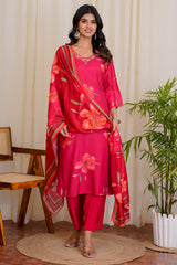 Bloom Red straight kurta with pants