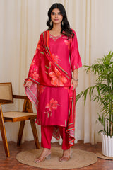 Bloom Red straight kurta with pants