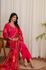 Bloom Red straight kurta with pants
