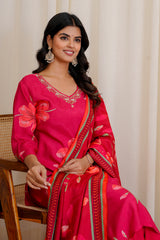 Bloom Red straight kurta with pants