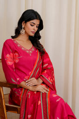 Bloom Red straight kurta with pants
