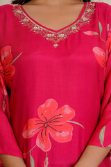 Bloom Red straight kurta with pants