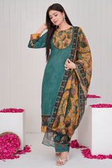 Firoza Forest Green  straight cut kurta set