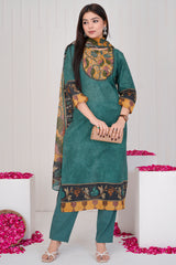 Firoza Forest Green  straight cut kurta set