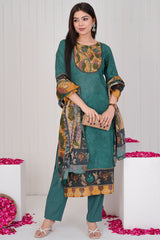 Firoza Forest Green  straight cut kurta set