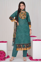 Firoza Forest Green  straight cut kurta set