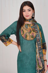 Firoza Forest Green  straight cut kurta set