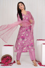 Adaa Soft Berry straight suit sets