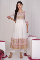Blossom Mulmul Cotton anarkali suit set