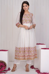 Blossom Mulmul Cotton anarkali suit set