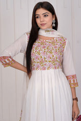Blossom Mulmul Cotton anarkali suit set