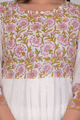 Blossom Mulmul Cotton anarkali suit set
