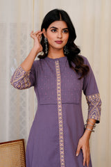 Ziya Purple straight kurta with pants