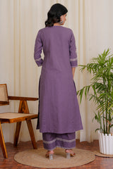 Saanjh Purple straight pant kurta set