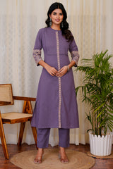 Ziya Purple straight kurta with pants