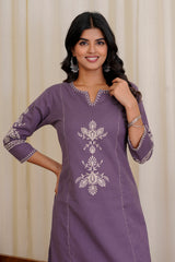 Saanjh Purple straight pant kurta set