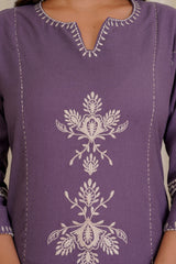 Saanjh Purple straight pant kurta set