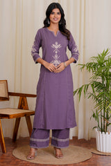 Saanjh Purple straight pant kurta set