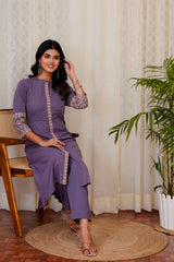 Ziya Purple straight kurta with pants