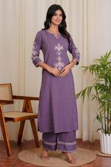 Saanjh Purple straight pant kurta set