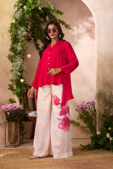Red Viscose Muslin Co-ord Set