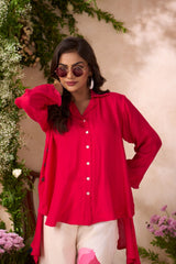 Red Viscose Muslin Co-ord Set